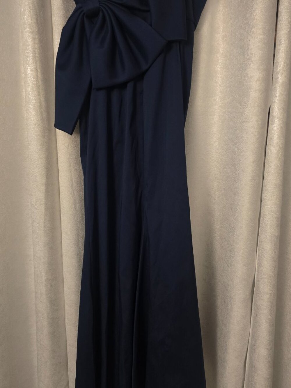 Badgley Mischka Navy Blue Strapless Evening Gown Full Length Maxi Back Bow 12 - Picture 11 of 11